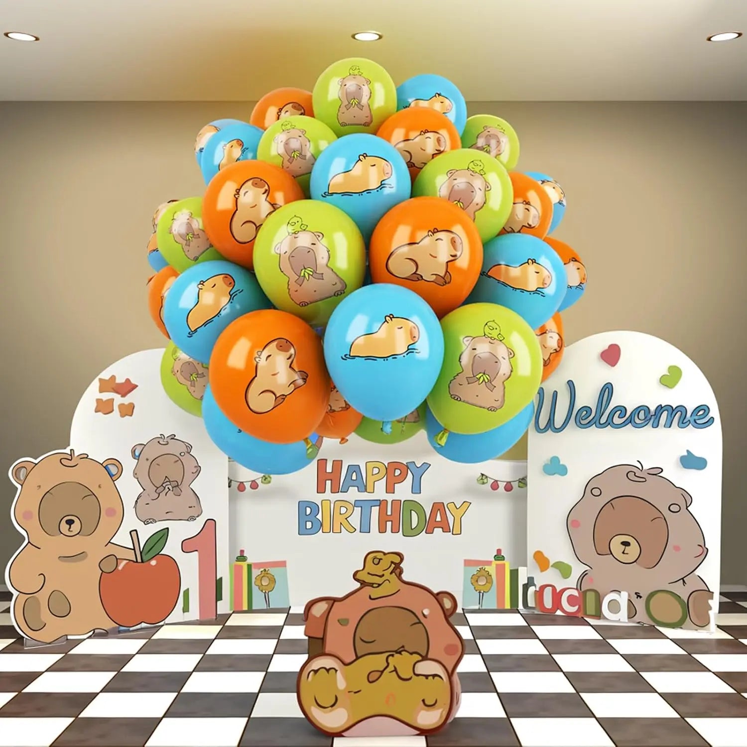 15PCS/1Set Capybara Party Latex Balloons for Children Cute Capybara-themed Birthday Animal Party Decorations Shower Supplies