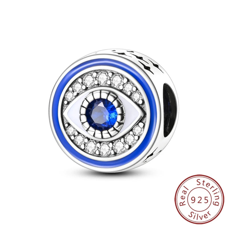 New 925 Sterling Silver Charms Beads Pendant Devil's Eye Blue Zircon Charms For Original Bracelet Charms DIY Jewelry Gift