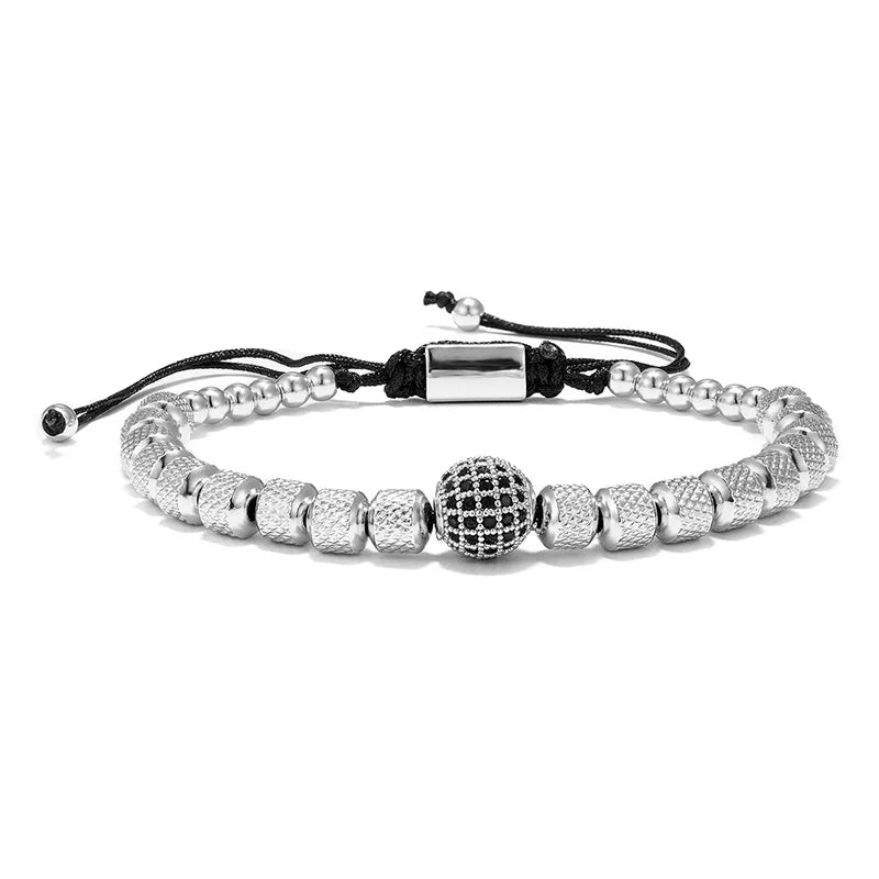 MKENDN Classic Charm Micro Pave CZ 8mm Ball Men Bracelets Stainless Steel Couple Unfade Handmade Jewelry Gift
