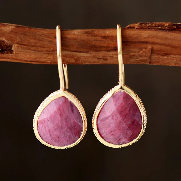 Bohemian Emperor Stone Geometric Pendant Earring Popular Natural Stone Jewelry Earrings for Women Luxury Boho Girl Jewelry