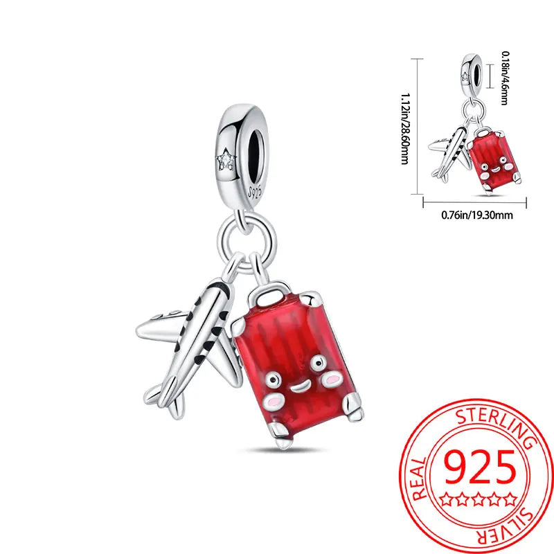 925 Sterling Silver Paris Tower Aircraft Travel Charm Pendant Beads Fit Charm Original Bracelet for Women Jewelry Making