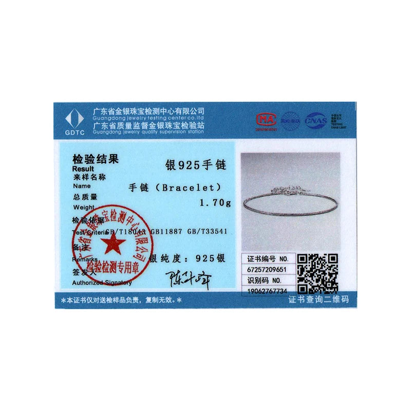 BISAER 925 Sterling Silver Sparkling Chain Bracelet Classic Chopin Chain Plated White Gold for Women Charm Bead DIY Fine Jewelry