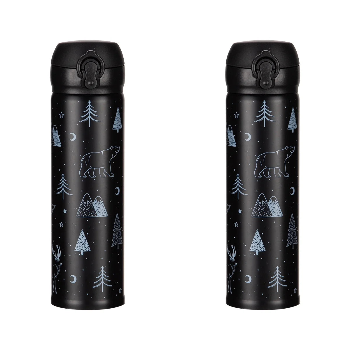 1/2pcs 500ml Stainless Steel Thermos Cup Christmas Vacuum Business Cups Household Portable Christmas Festival Water Bottle