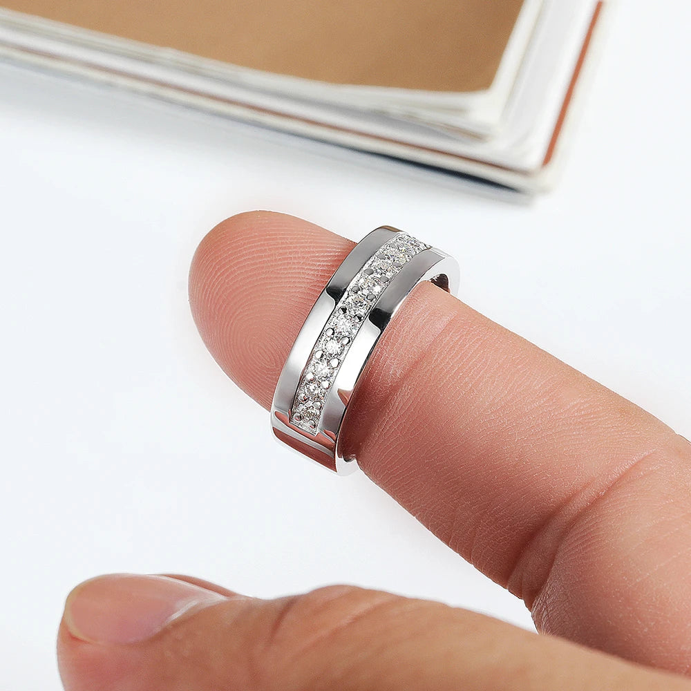 Serenity 2mm D Color Moissanite Rings for Men Gift 100% S925 Sterling Silver Plated 18K Lab Diamond Eternity Rings Fine Jewelry - Madeinsea©