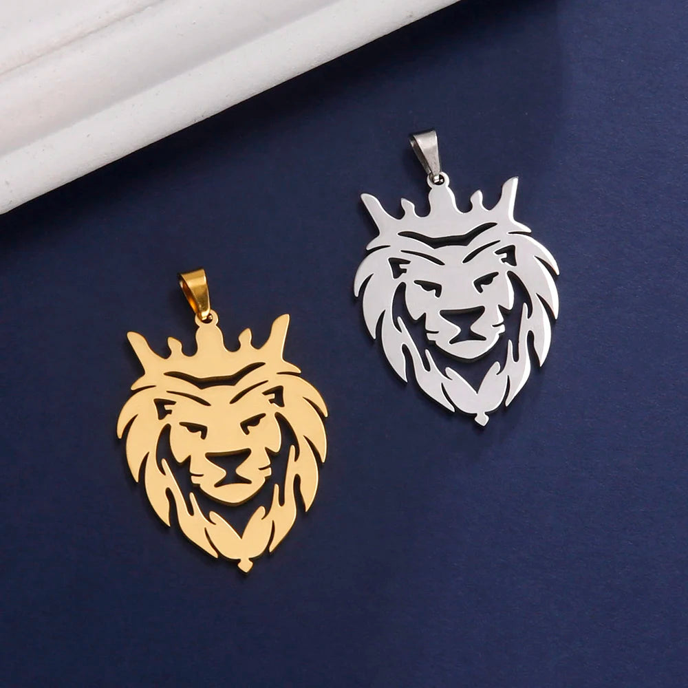 Pendentif totem tête de lion Dawapara pour colliers et boucles d'oreilles, accessoires en acier inoxydable, breloques à faire soi-même pour la création de bijoux