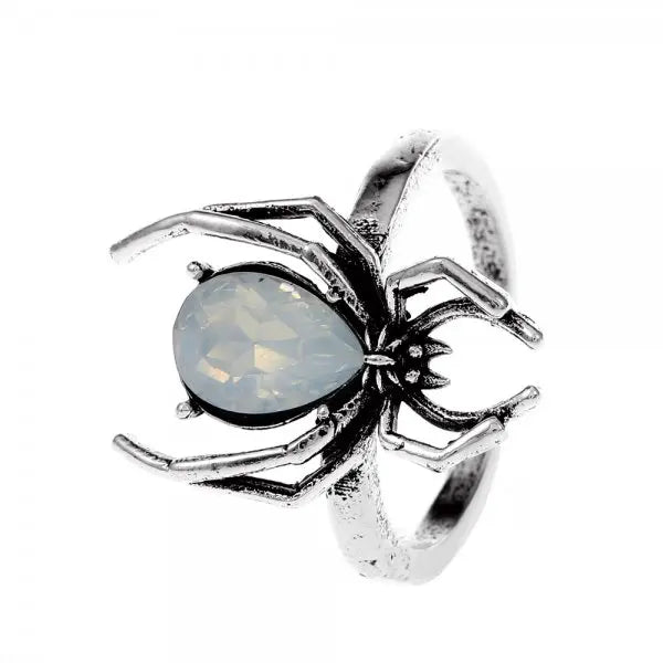 Halloween Exaggerated Spider Rings for Women Gothic Aesthetic Dark Animal Imitation Pearl Finger Ring Men Party Punk Jewelry