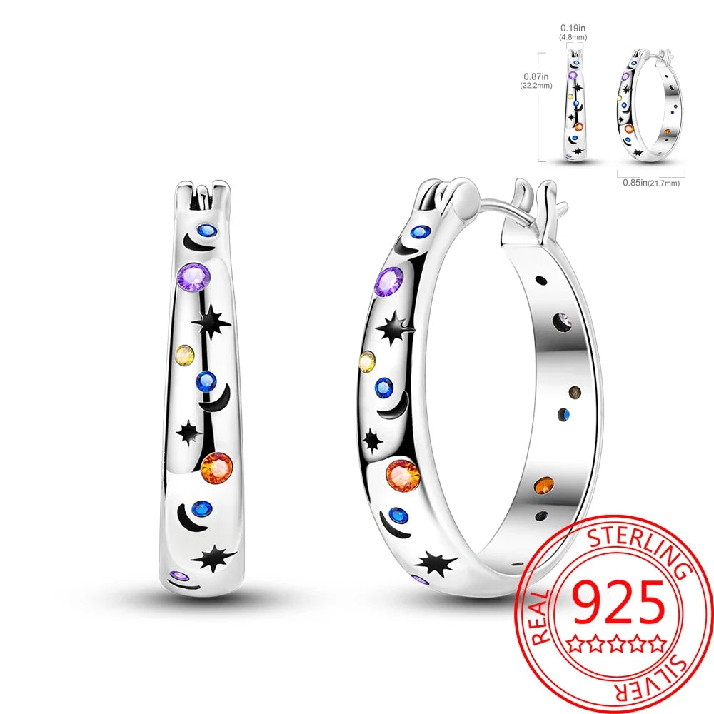 Ear Ring Series 925 Sterling Silver Star Moon Unicorn Tulip Flower Butterfly Bee Geometry Earrings Ladies Pairing with Jewelry