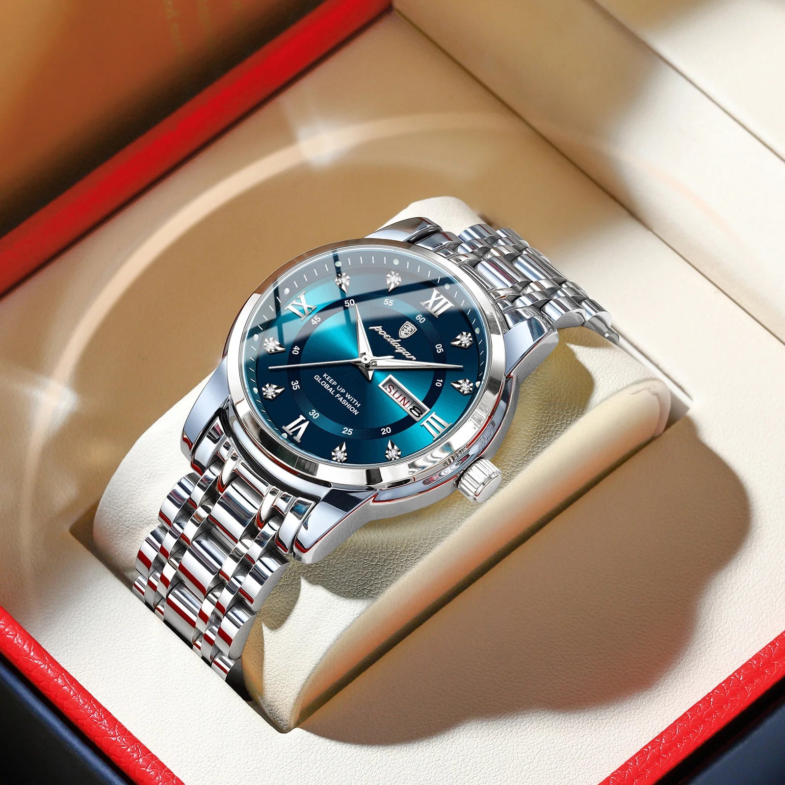 POEDAGAR Luxury Watch for Man Elegant Date Week Waterproof Luminous Men Watch Quartz Stainless Steel Sports Men's Watches reloj - Madeinsea©