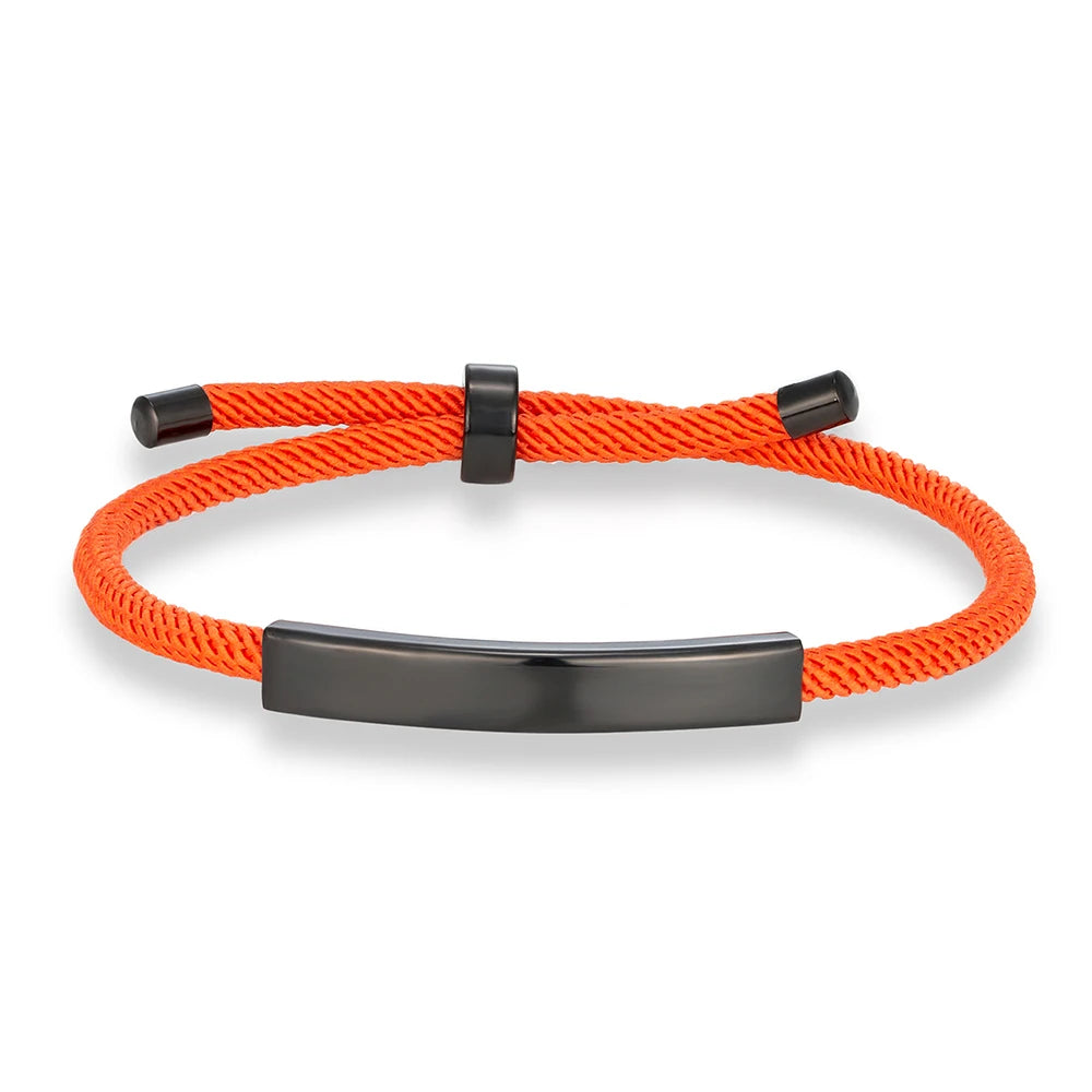 MKENDN Punk Custom Name Engrave Logo Id Bracelets Trendy Stainless Steal Rope Thread Bracelet Men Women Friendship Jewelry Gifts - Madeinsea©