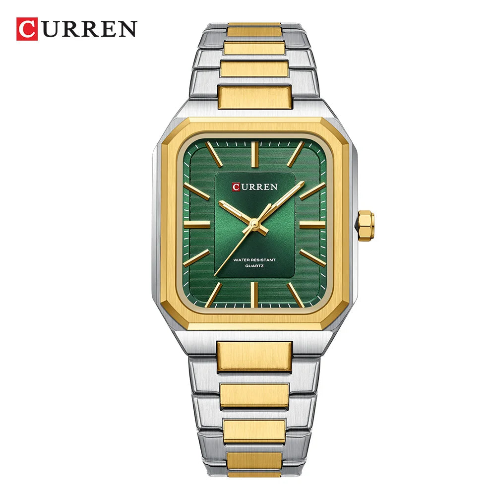 CURREN NEW Rectangular Business Watches for Men 2023 Fashion Brand Quartz Stainless Steel Band Wristwatch Male Clock 8457