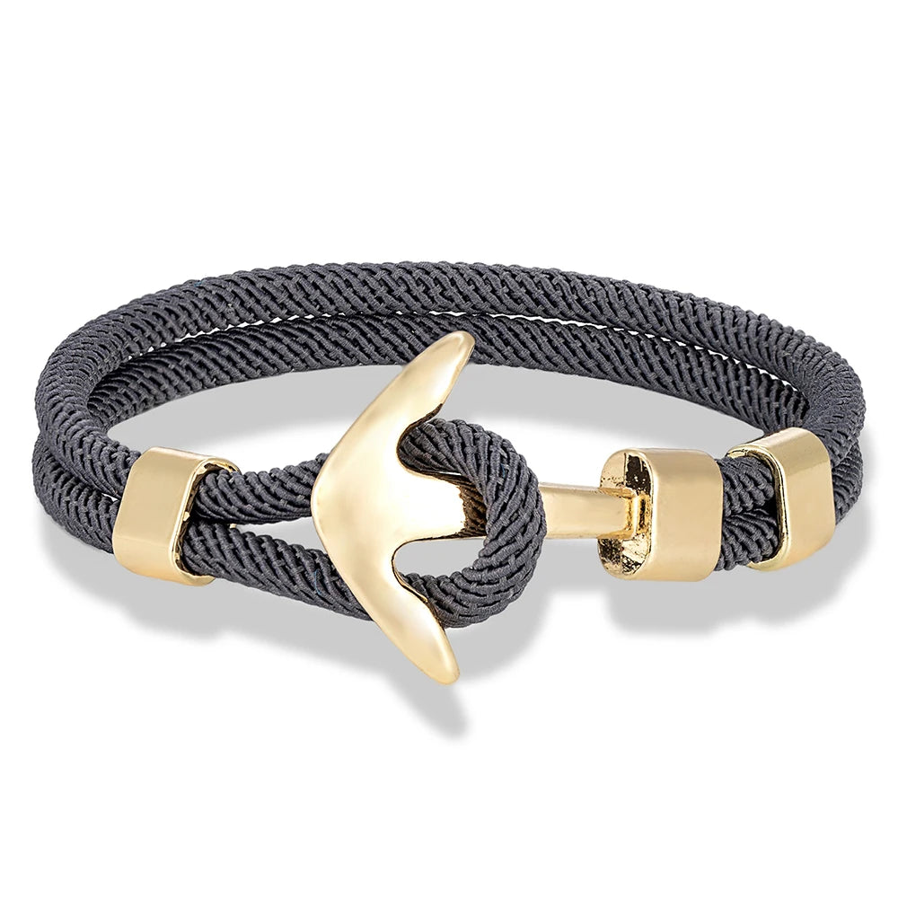 MKENDN Waterproof Anchor Bracelets Men Double Strand Nautical Survival Rope Bracelet For Women Gold Color Navy Sport Buckle