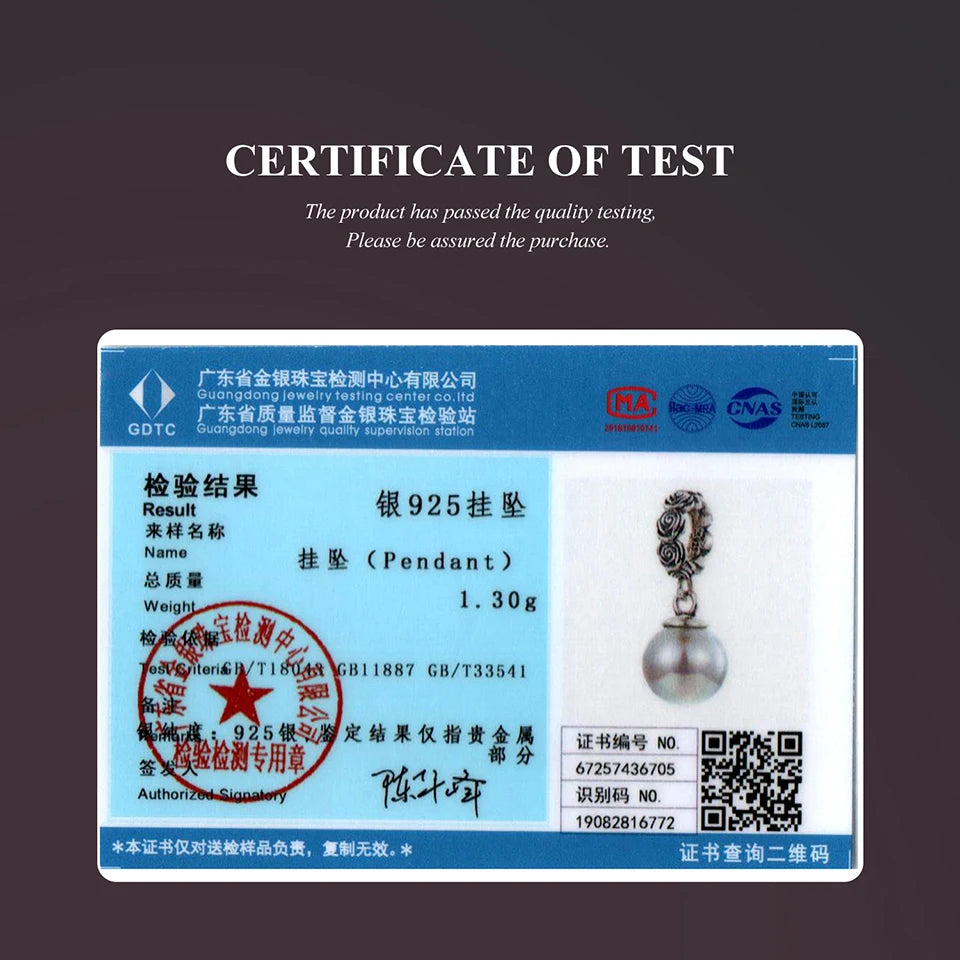 Bamoer 925 Sterling Silver Dark Rose Silicone Beads Vintage Flower Pearl Pendant for Women DIY Bracelet Accessories Punk Gift