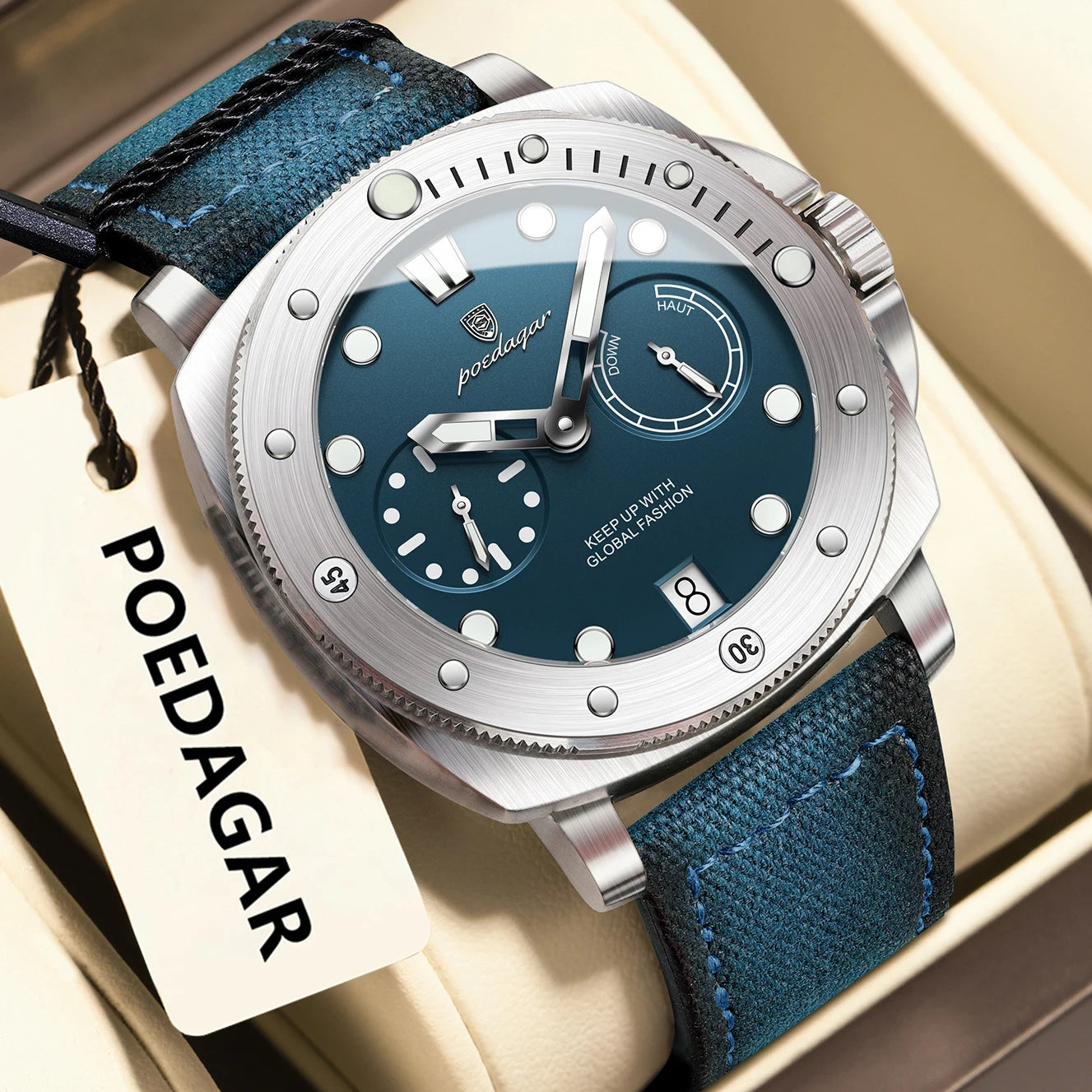 POEDAGAR High Quality Military Watch For Man Waterproof Luminous Date Fashion Men Clock Nylon Leather Quartz Men's Watches Reloj
