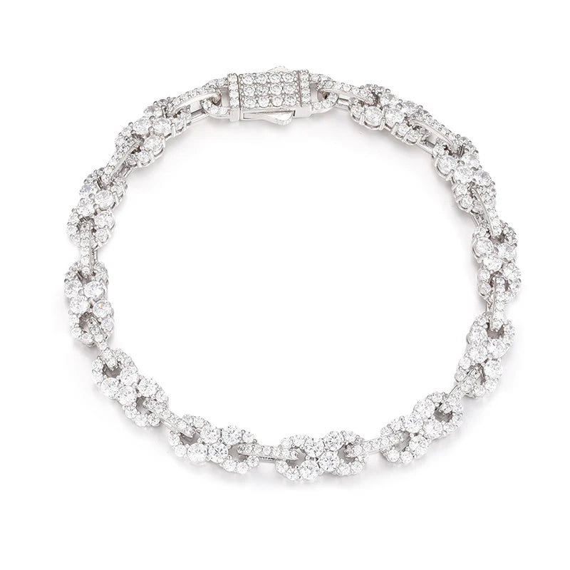 Bracelet unisexe TUHE 8 mots en moissanite serti de pierres, style hip-hop