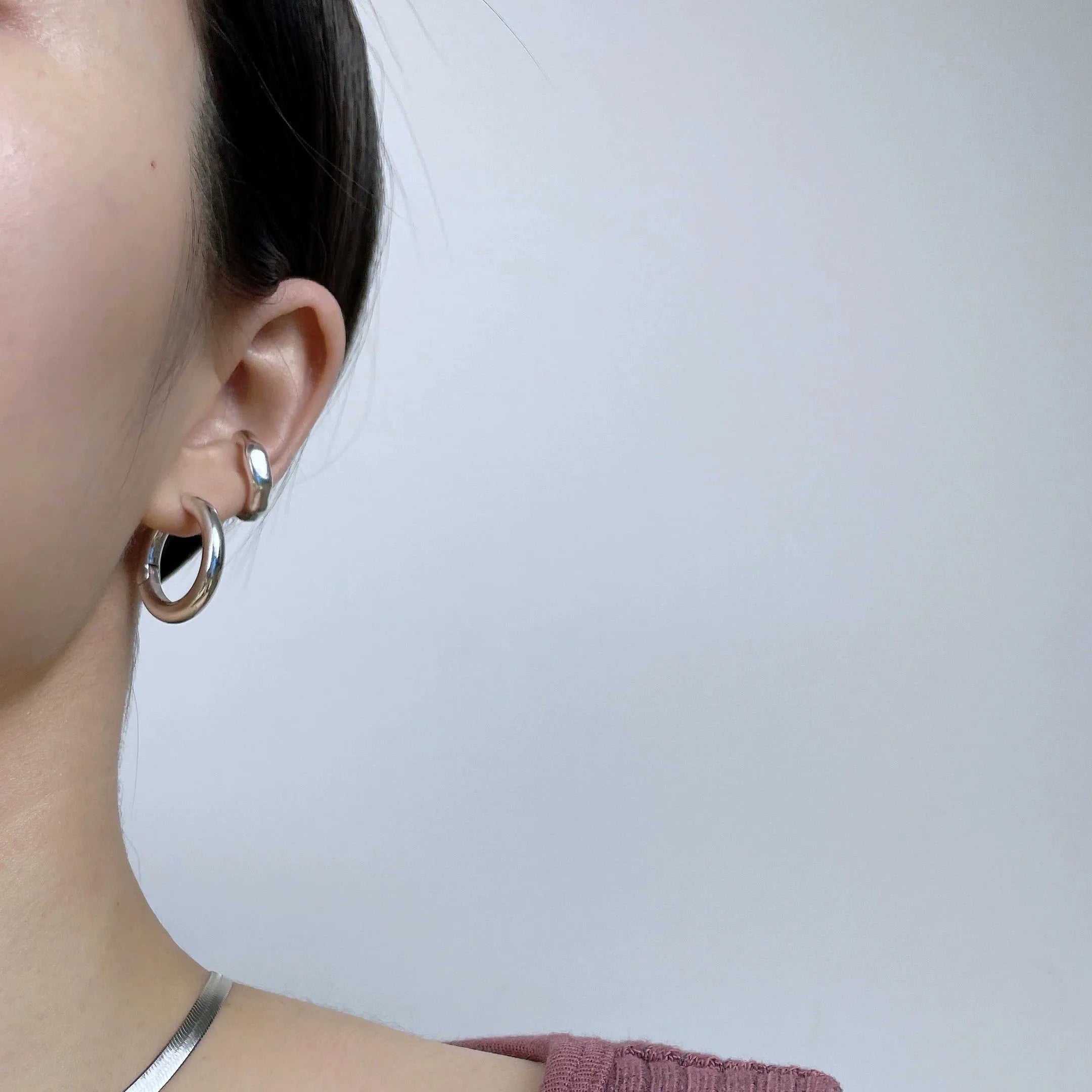 BF CLUB 925 Sterling Silver Earrings For Women Trendy Simple Retro Round Earring Jewelry Prevent Allergy Party Accessories