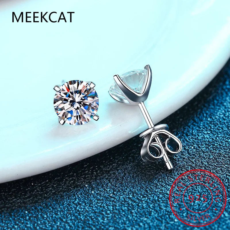 Premium 0.5-2ct Moissanite Diamond Stud Earrings for Women Orginal 925 Sterling Silver Screw Back Women Moissanite Earring 2024 - Madeinsea©