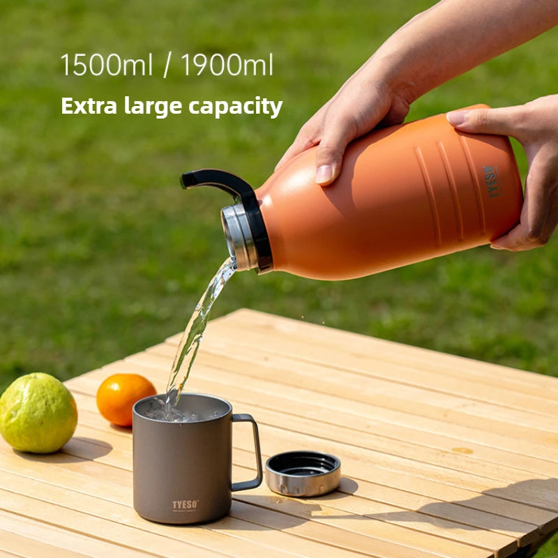 TYESO Stainless Steel Insulated Water Bottle Portable Wide Mouth Thermos for Outdoor Sports Camping & Gym Leak-Proof & Durable