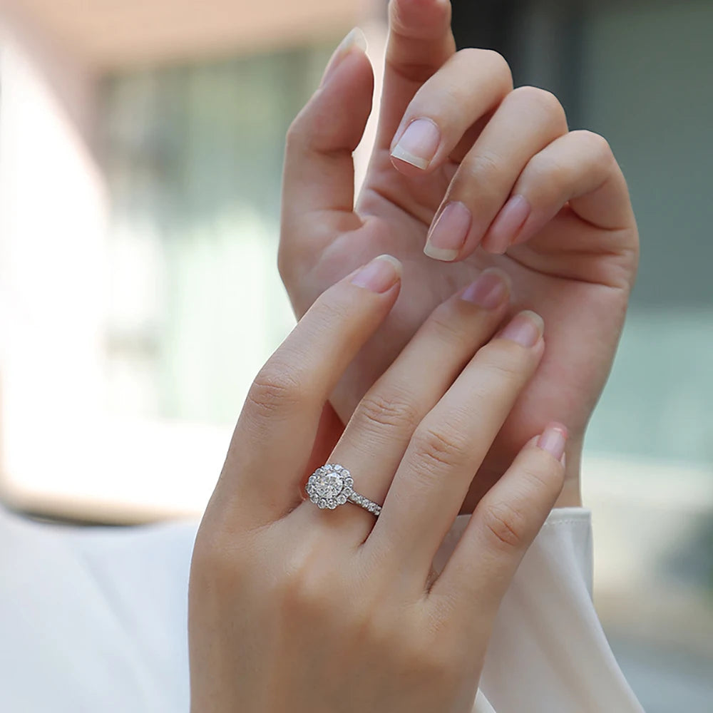Serenity 1ct D Color Moissanite Rings For Women Wedding Bridal S925 Sterling Silver Sparkling Lab Diamond Rings Anniversary Gift