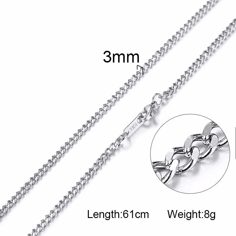 Collier ras du cou pour homme Vnox Dropshipping, chaîne gourmette plate en acier inoxydable, motif serpent ton sur ton, 3-6 mm, 61 cm (24 pouces).