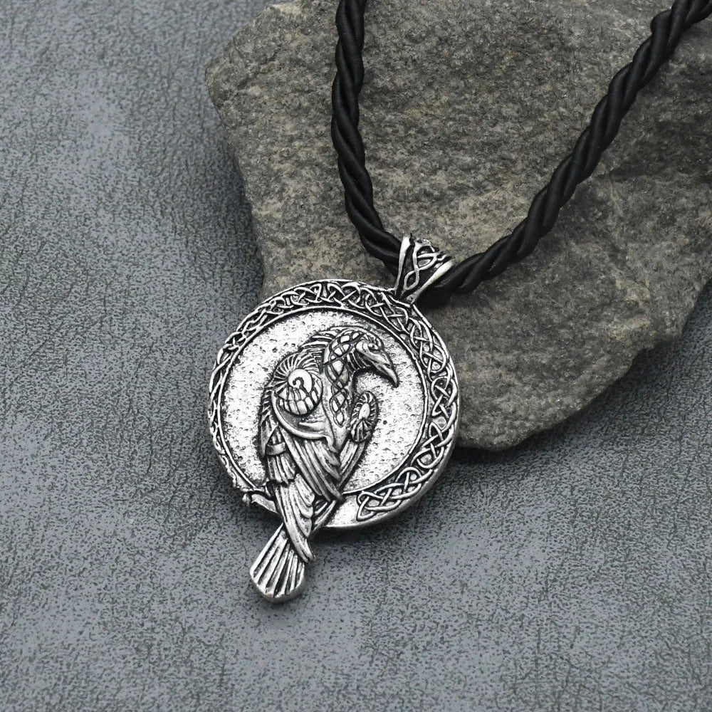 Nordische Mythologie Odin Rabe Wikinger Rune Anhänger Halskette Vintage Keltenknoten Punk Amulett Schmuck Geschenk