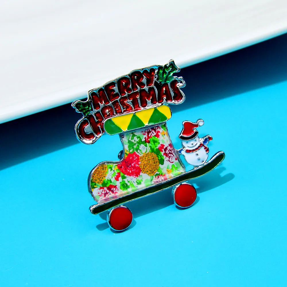 CINDY XIANG Enamel Boot And Snowman Brooch Christmas Pin Fashion Jewelry New Arrival 2021 Coat Kids Accessories High Quality