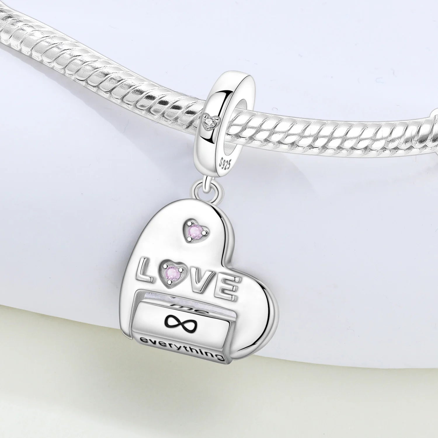 PANPOKI 925 Sterling Silver Infinite Love Heart Shape Beads Original Pendants Bracelet Charm Jewelry Party DIY Trendy Gifts