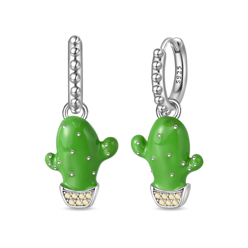 Classic Earrings For Women Girls 925 Silver Sparkling Four Leaf Clover Dragonfly Bees Double Hoop Earrings Luxury Party Jewelry