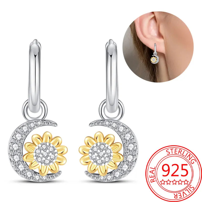 Hot Sale Bee Earrings For Girl Lovely Yellow Black Dancing Bee Happy S925 Hoop Earrings Birthday Gift Silver Jewelry