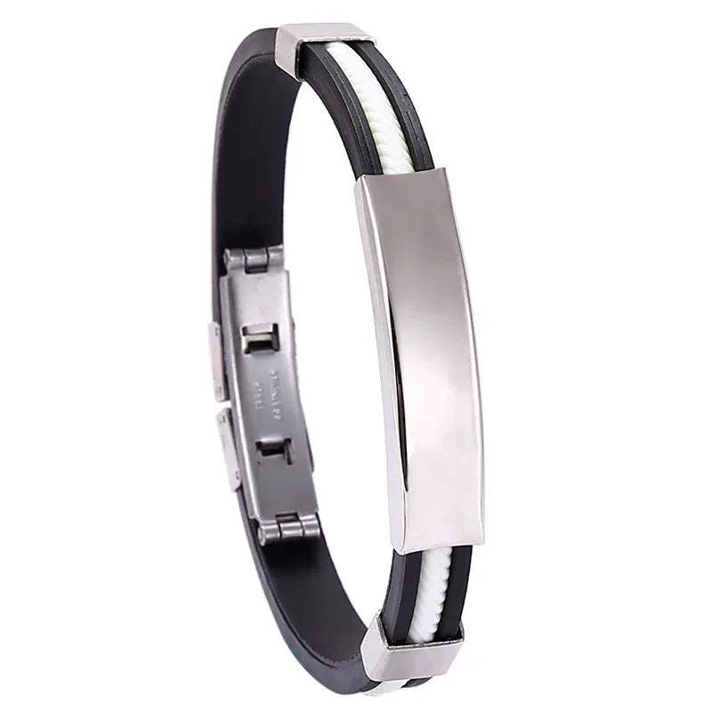 Custom Logo Name Engrave Silicone Bracelet Inscription Friendship Bracelets For Women Men ID Bracelet Luxury Snap Button Jewelry
