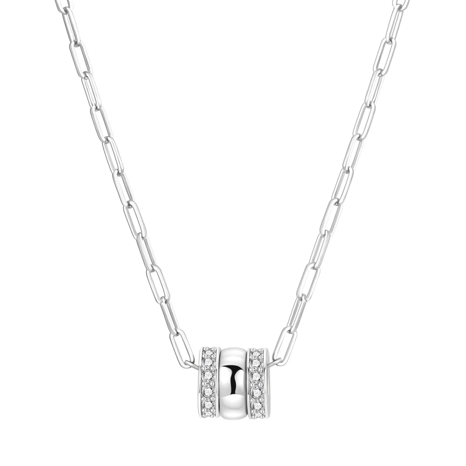 PANPOKI S925 Sterling Silver Simple 3-Ring Design Necklace for Women Birthday Original Gifts Fashion Fine Jewelry