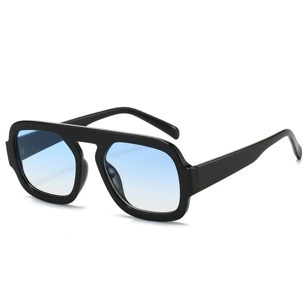 2025 Luxusmarke Design Retro Quadrat Doppelbrücken Sonnenbrille Damenmode Pilot Gradient Shades UV400 Männer Punk Sonnenbrille