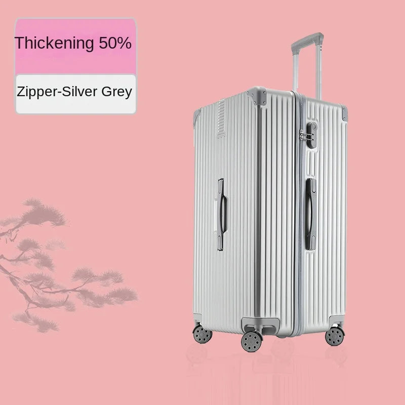 Oversized 28/50/70/80-inch Suitcase Aluminum Frame Suitcase on Wheels Large capacity Leather Luggage with Combination Lock