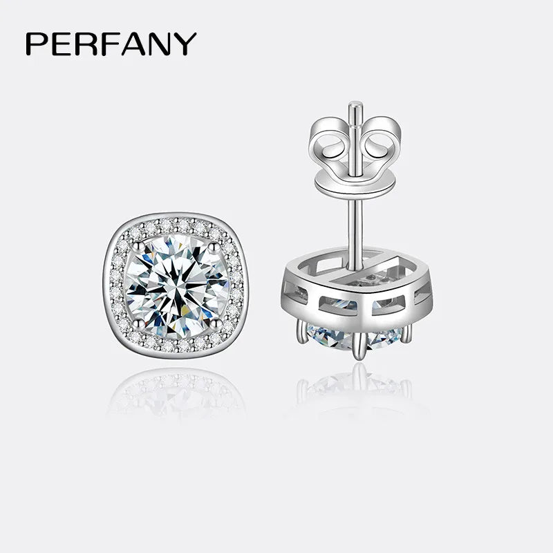PERFANY 0.5-2CT Moissanite Earrings for Women S925 Pure Silver Square Earrings Laboratory Diamond Wedding Luxury Jewelry - Madeinsea©