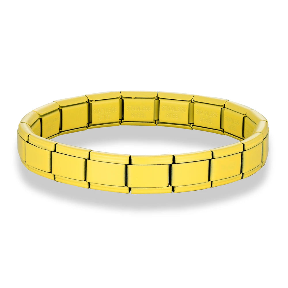 MKENDN New Women Men Jewelry DIY 9MM Width Italian Elastic Charm Bracelet Matte Solid Color Stainless Steel Fashion Bangle