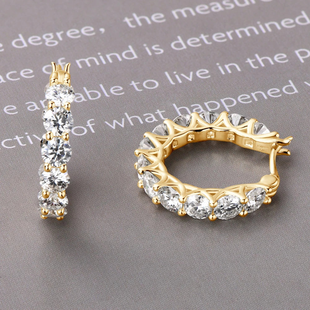Luxury 4mm Full Moissanite Hoop Earring Original Certified 925 Silver 3.6ct Moissanite Diamond Earring for Women Wedding Jewelry - Madeinsea©