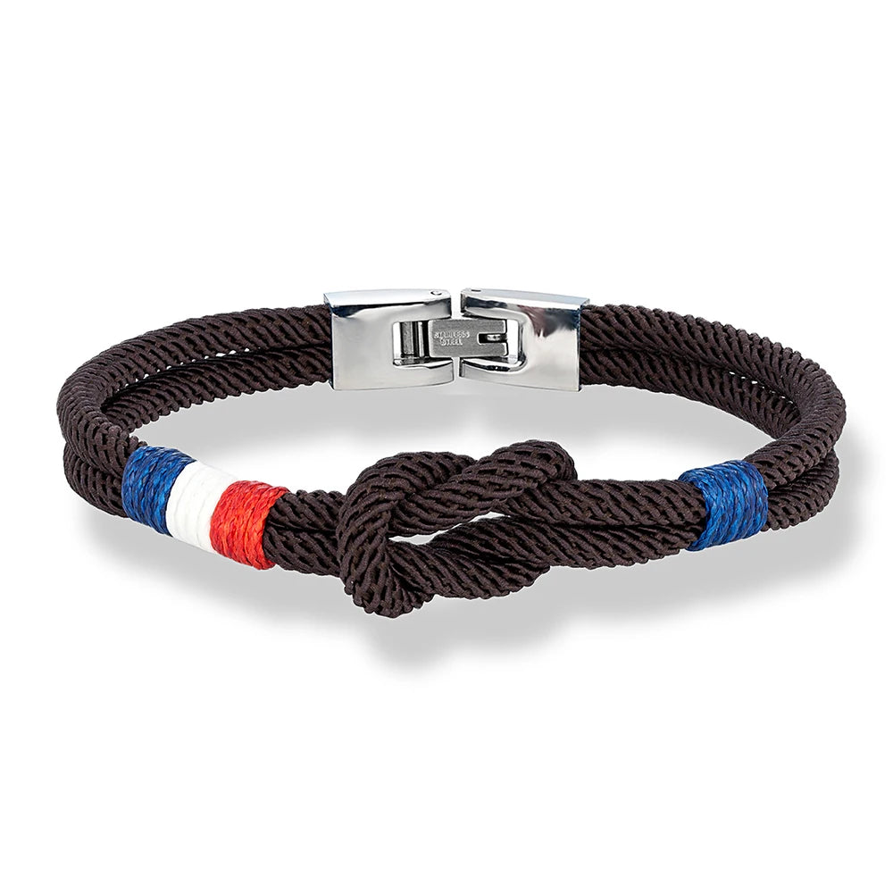 MKENDN France USA Flag Symbol Bracelet Men Double Layers Openable Buckle Nylon Cord Chain Braslet Nautical Braclet Accessories