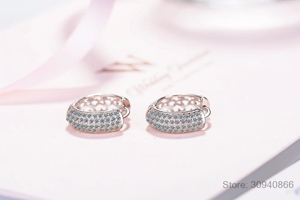 Moissanite Earrings 925 Sterling Silver Ear Buckle Sparking Round Hoop Wedding Jewelry Gift Original for Women D Color