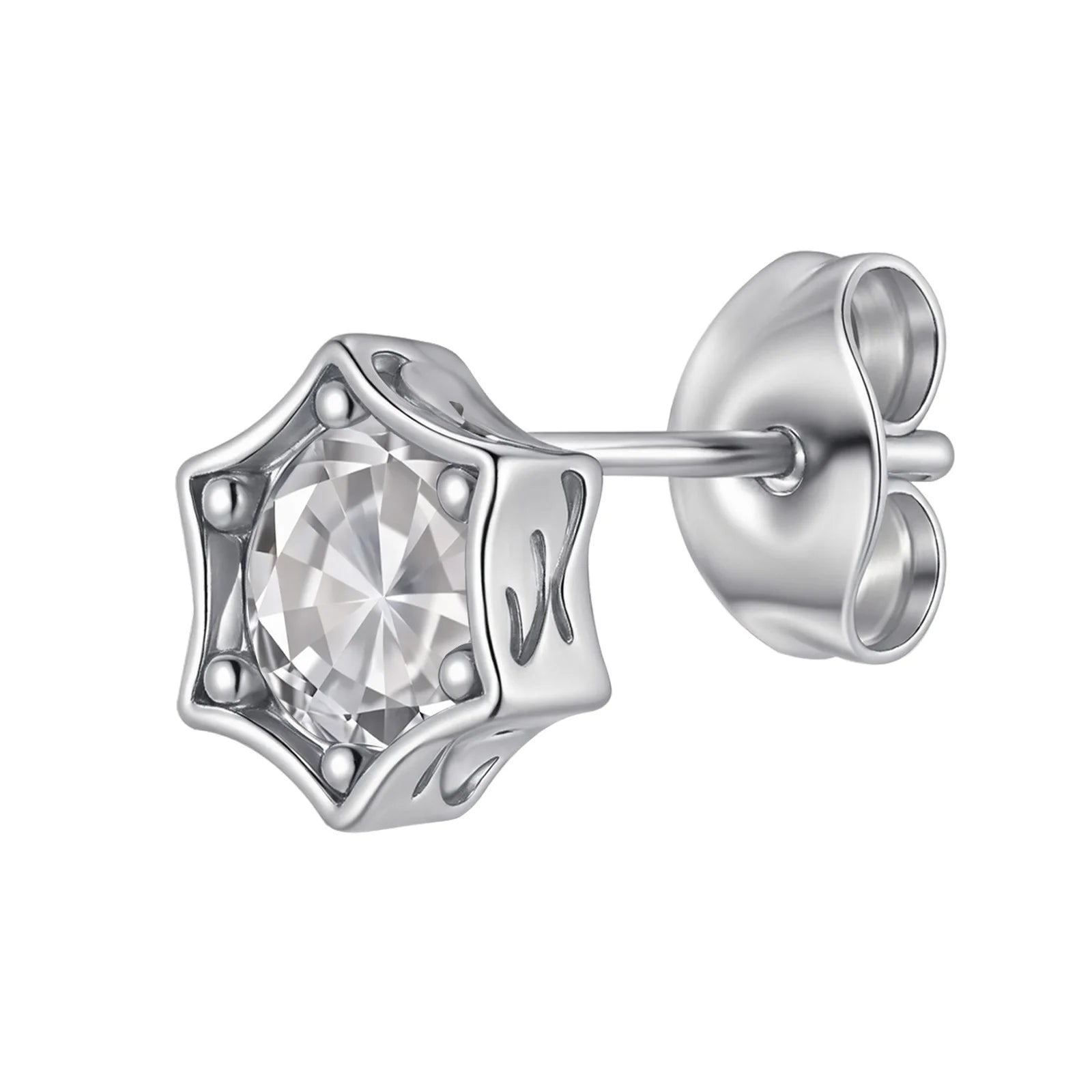 Vnox Simple Star Stud Earrings, Mens Women Small Round Zircon Stone Earrings Brincos, Punk Rock Ear Jewelry