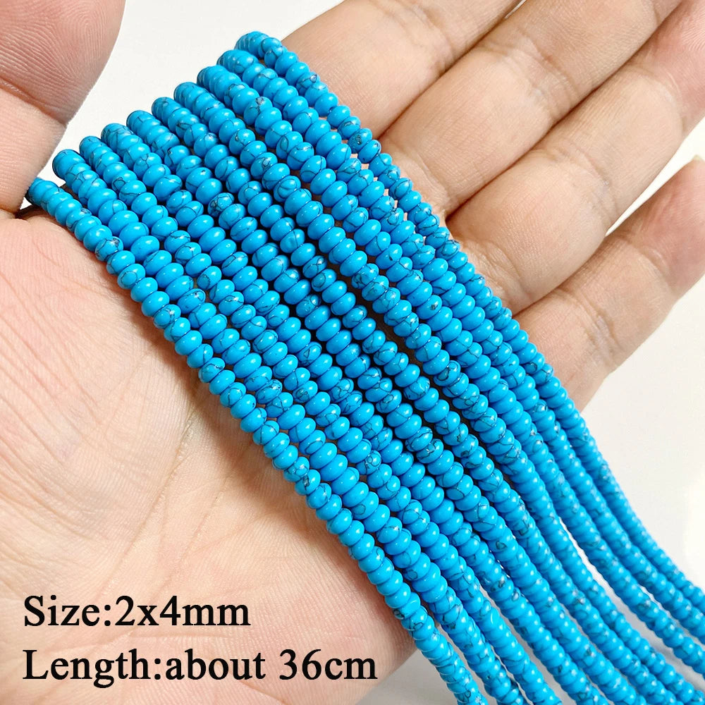 Wholesale Blue Turquoise Stone Beads Round Square Rondelle Irregular Loose Spacer Bead For Jewelry Making DIY Bracelet Necklace
