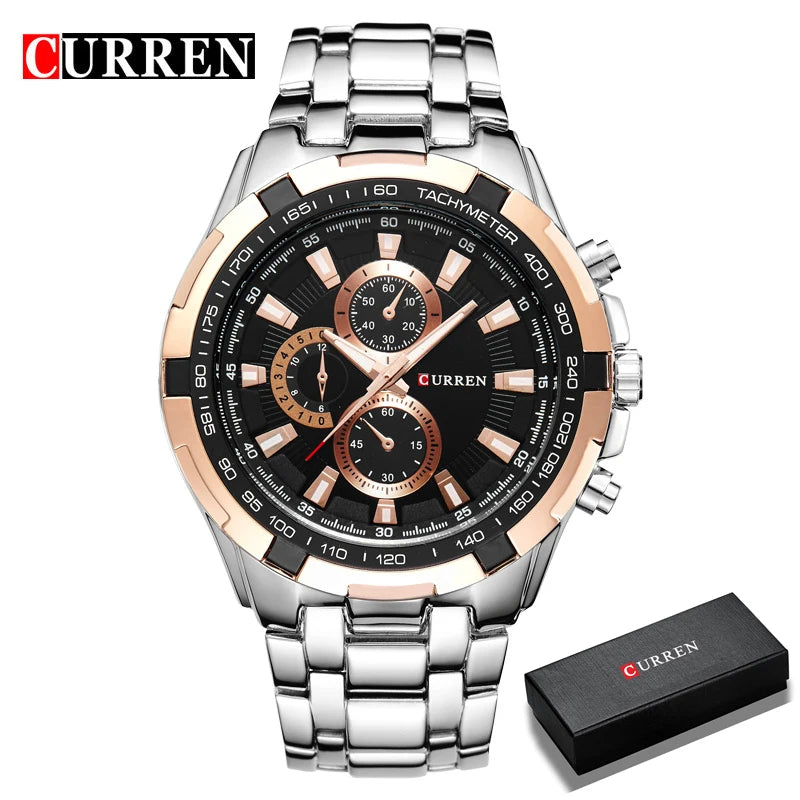 CURREN 2018 New Luxury Fashion Analog Military Sports Men Watches Full Steel Band Black Quartz Male Clock Relogio Masculino