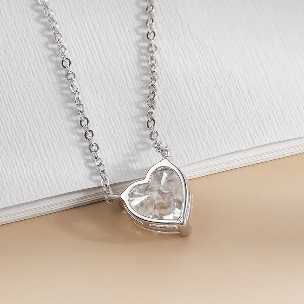 Serenity 2ct 4ct Heart Cut D Color Moissanite Necklace For Women Wedding Bridal S925 Sterling Silver Pendant Necklace Plated 18K