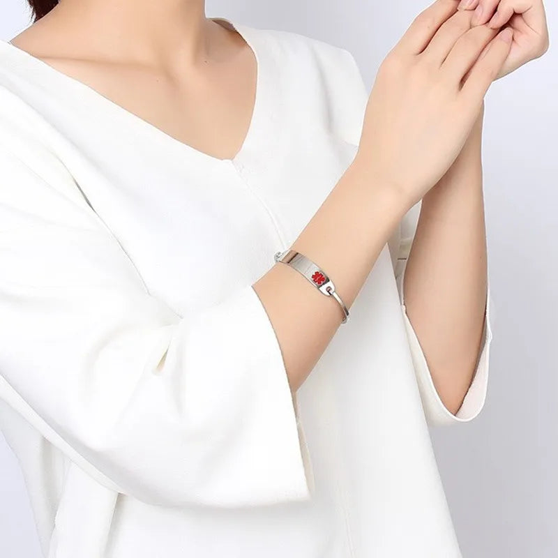 New Fashion Stainless Steel Medical Alert ID Bangle Bracelet for Men Women
