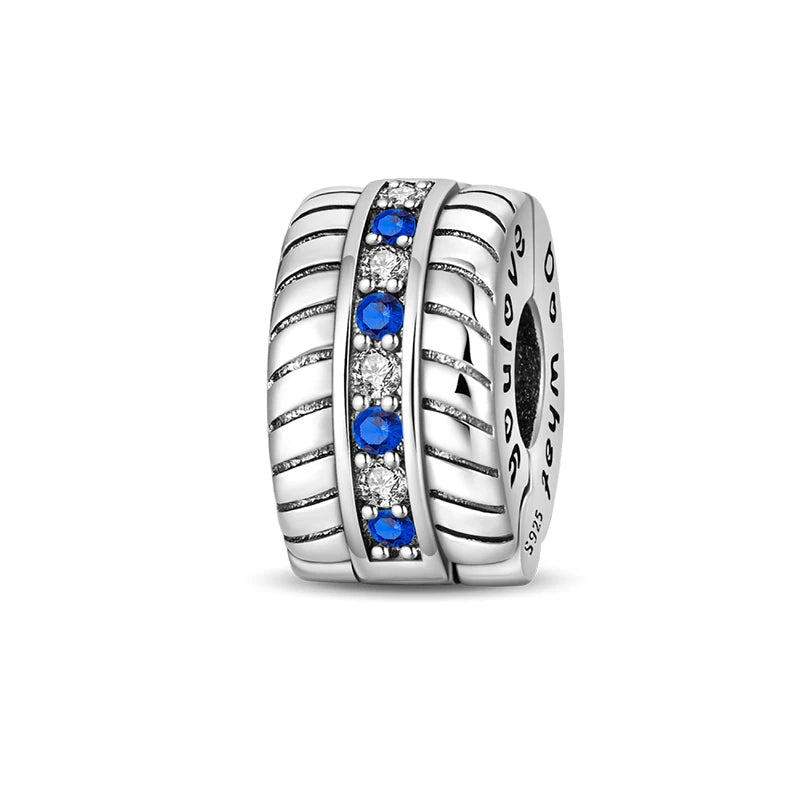 Charms 925 Silver Butterfly Flowers Colorful Zircon Silicone Spacer Beads Fit Pandach 925 Original Bracelets Fine DIY Jewelry