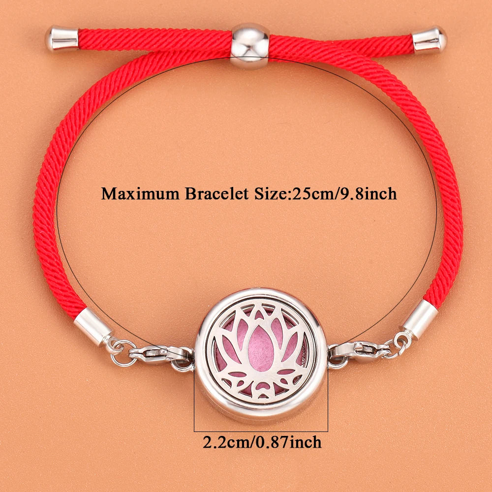 Retro Aromatherapy Essential Oil Diffuser Bracelet Foot Chain Red String Braided Rope Diffuser Locket Bracelet Aroma Bracelets