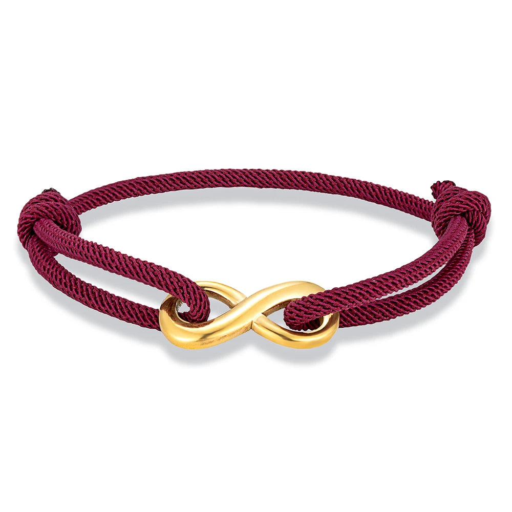 MKENDN Modisches, vergoldetes Edelstahl-Unendlichkeitsarmband für Männer und Frauen, verstellbares Seilarmband, Paar-Schloss-Schmuck