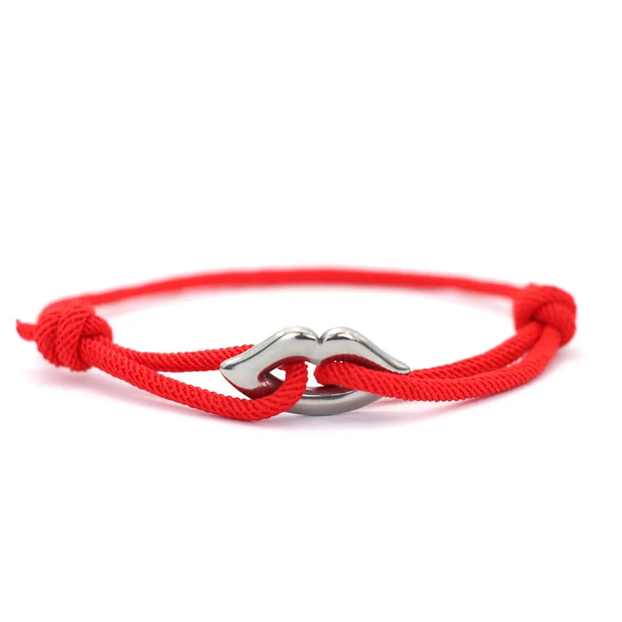 Stylish Rope Bracelet Unisex Handmade Adjustable Lip Shape Charm Braslet Luck Red Thread Braclet Friendship Jewelry Cord Pulsera