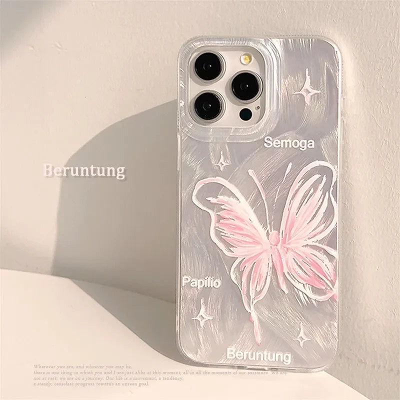 A55 Case Green Gradient Butterfly Phone Case for Samsung S25 S24 Ultra Galaxy A15 A35 A54 A53 A52 A34 A16 S22 S21 S23 FE Cover