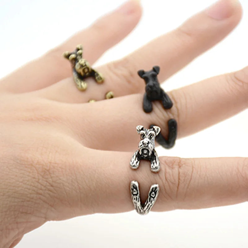 Vintage Bichon Dog&Schnauzer&Greyhound Love Pet Ring Women Boho Poodle Anel Masculino Rings For Men Jewelry Women Anillos Bijoux