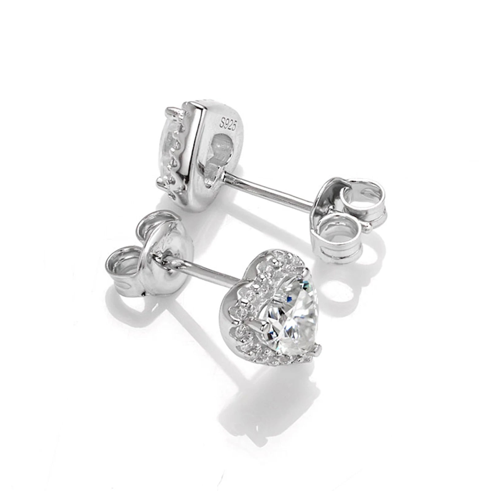 OXTAO 5mm D Color Moissanite Earrings For Women Wedding Bridal S925 Silver Heart Cut Halo Stud Earring Anniversary Jewelry Gift
