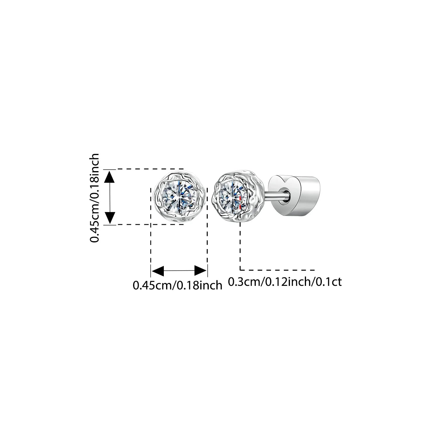 Boucles d'oreilles BAMOER en cristal de moissanite, diamant de laboratoire VVS1, argent sterling 925 texturé, style rétro, pour femmes